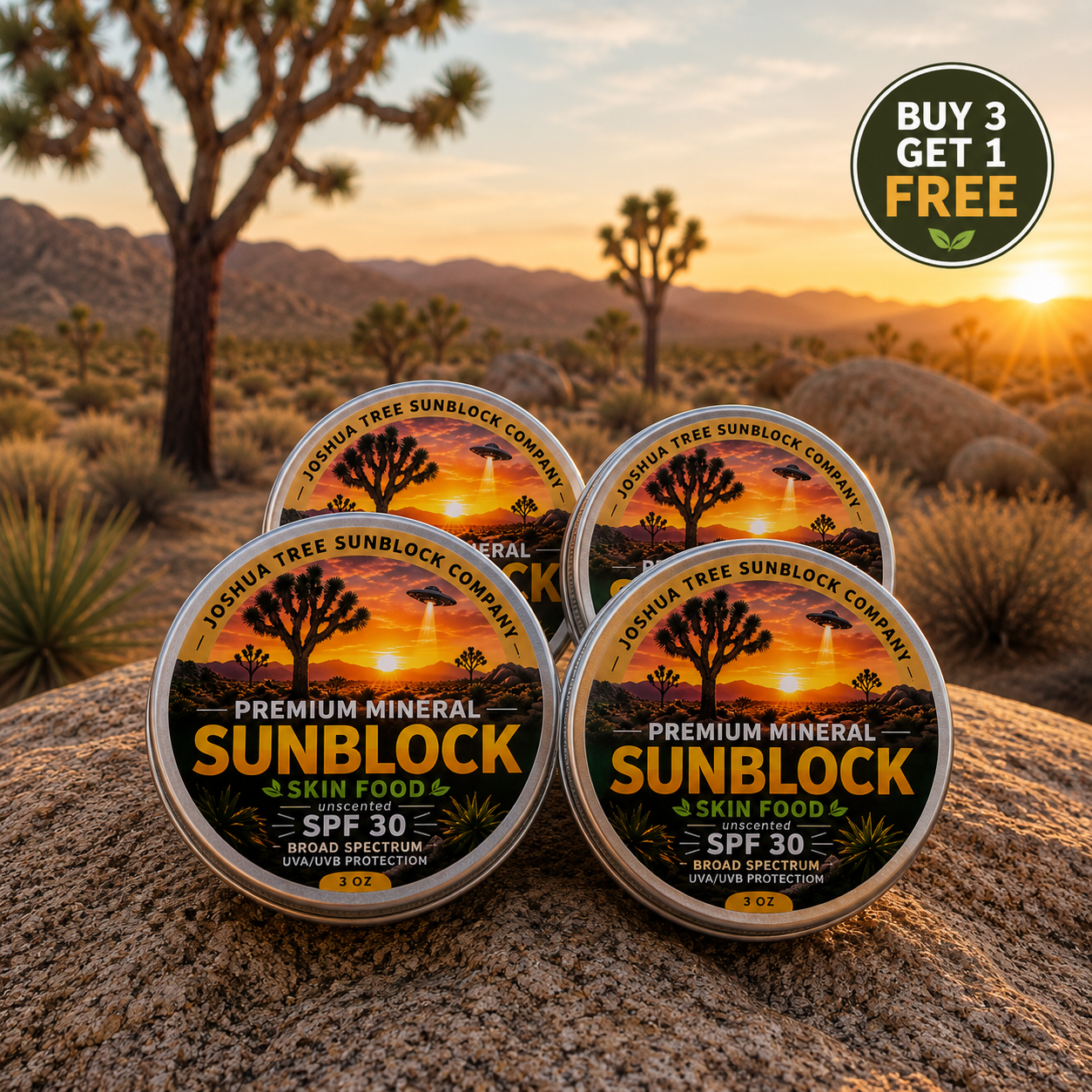 Joshua Tree Sunblock Premium Mineral Skincare 4 Pack Special